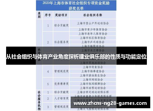 从社会组织与体育产业角度探析建业俱乐部的性质与功能定位